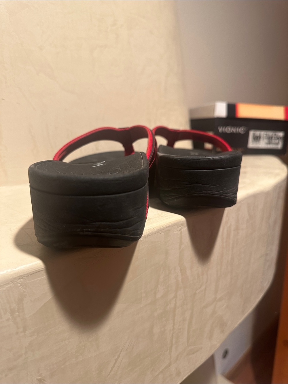 Red Accent Black Platform Flip Flops - Picture 6 of 8